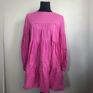 Secular XS Bright Pink Tiered Babydoll Mini Dress - Excellent Condition